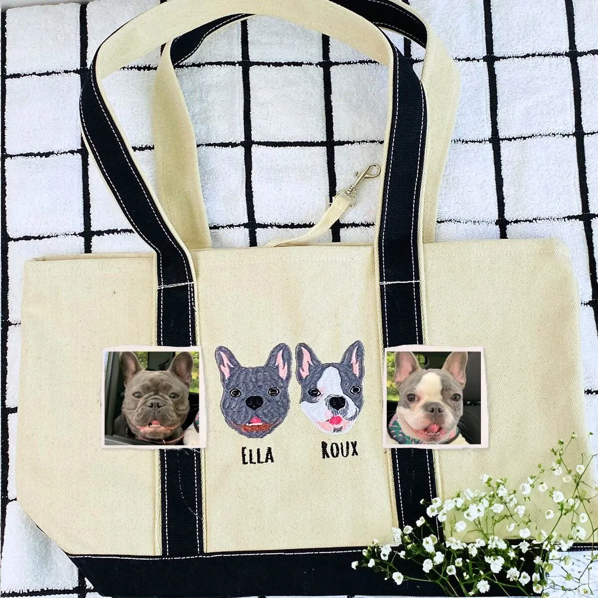 Personalized Dog Tote Bag with Custom Embroidered Photo - Unique Dog Mom Gift Idea sold by Embroly