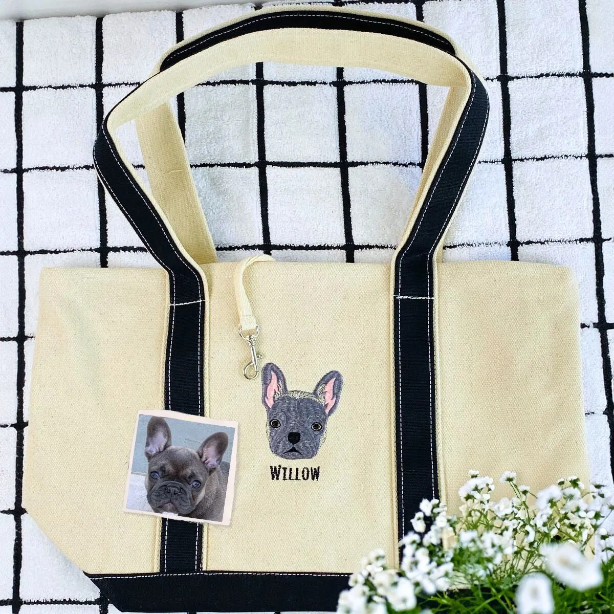 Personalized Dog Tote Bag with Custom Embroidered Photo - Unique Dog Mom Gift Idea sold by Embroly product image thumbnail 4