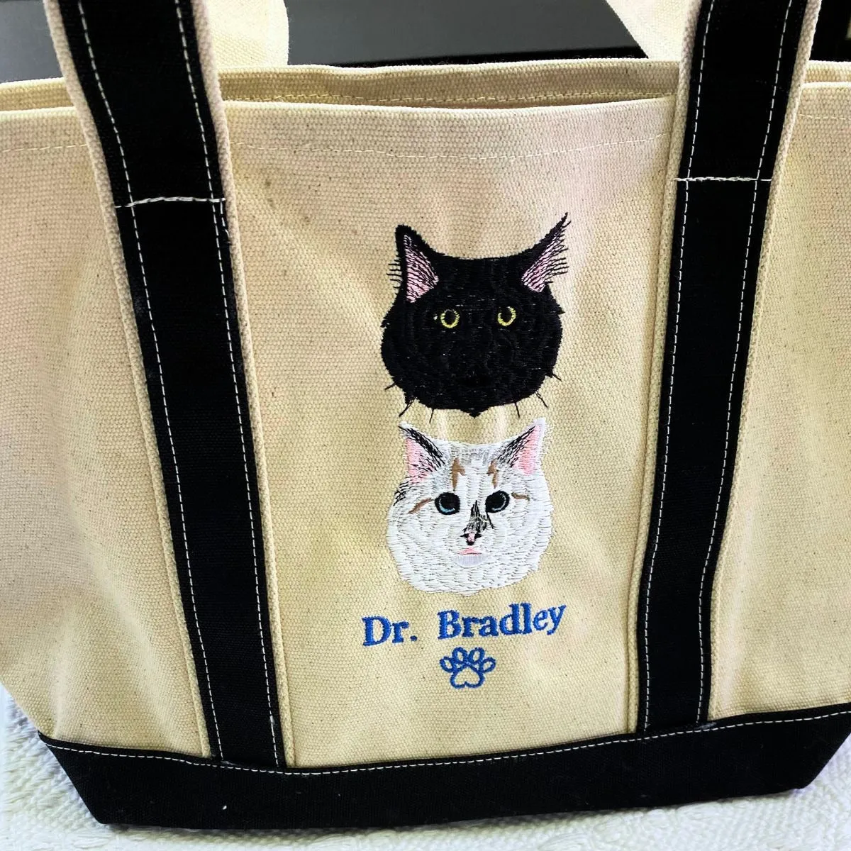 Personalized Cat Tote Bag with Custom Embroidered Photo - Unique Cat Mom Gift Idea sold by Embroly product image thumbnail 4