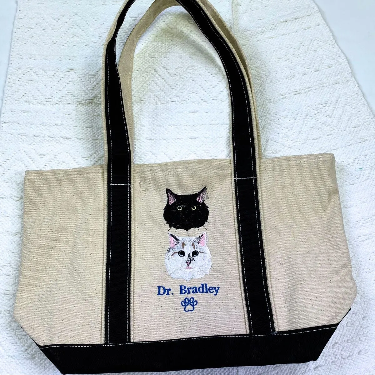 Personalized Cat Tote Bag with Custom Embroidered Photo - Unique Cat Mom Gift Idea sold by Embroly product image thumbnail 3