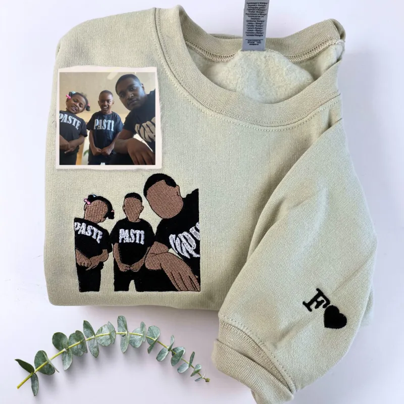 Father Day Sweatshirt, Personalized Gifts for Dad from Daughter or Son with Outline Portrait Photo sold by Embroly