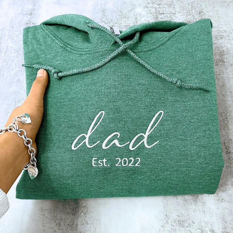 Personalized Fathers Day Hoodies or Sweatshirt with Embroidered Est 2023 2024 Any Year sold by Embroly