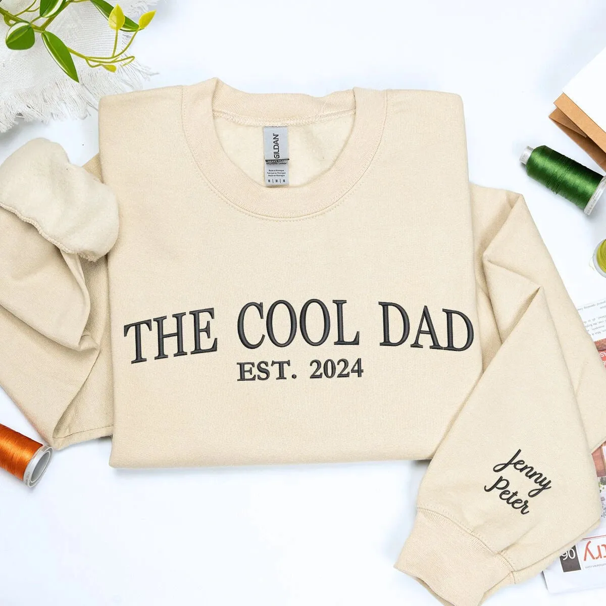 The Cool Dad Sweatshirt/Hoodie with Custom Embroidered "Est. Year Became Father sold by Embroly product image thumbnail 2
