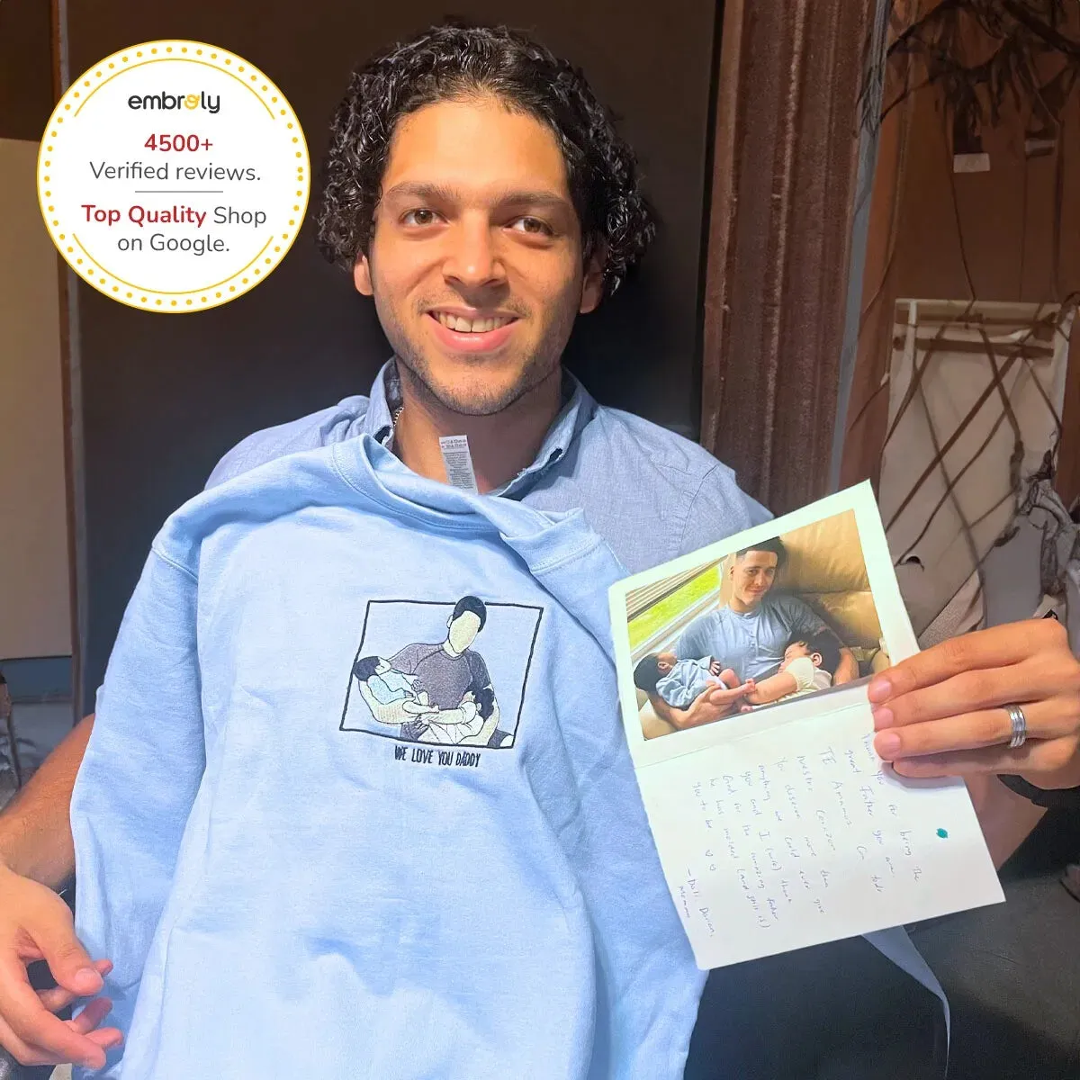 Custom Awesome Like My Daughter Portrait Sweatshirt or Hoodie, Personalized Embroidered Gift from Daughter to Dad sold by Embroly product image thumbnail 4