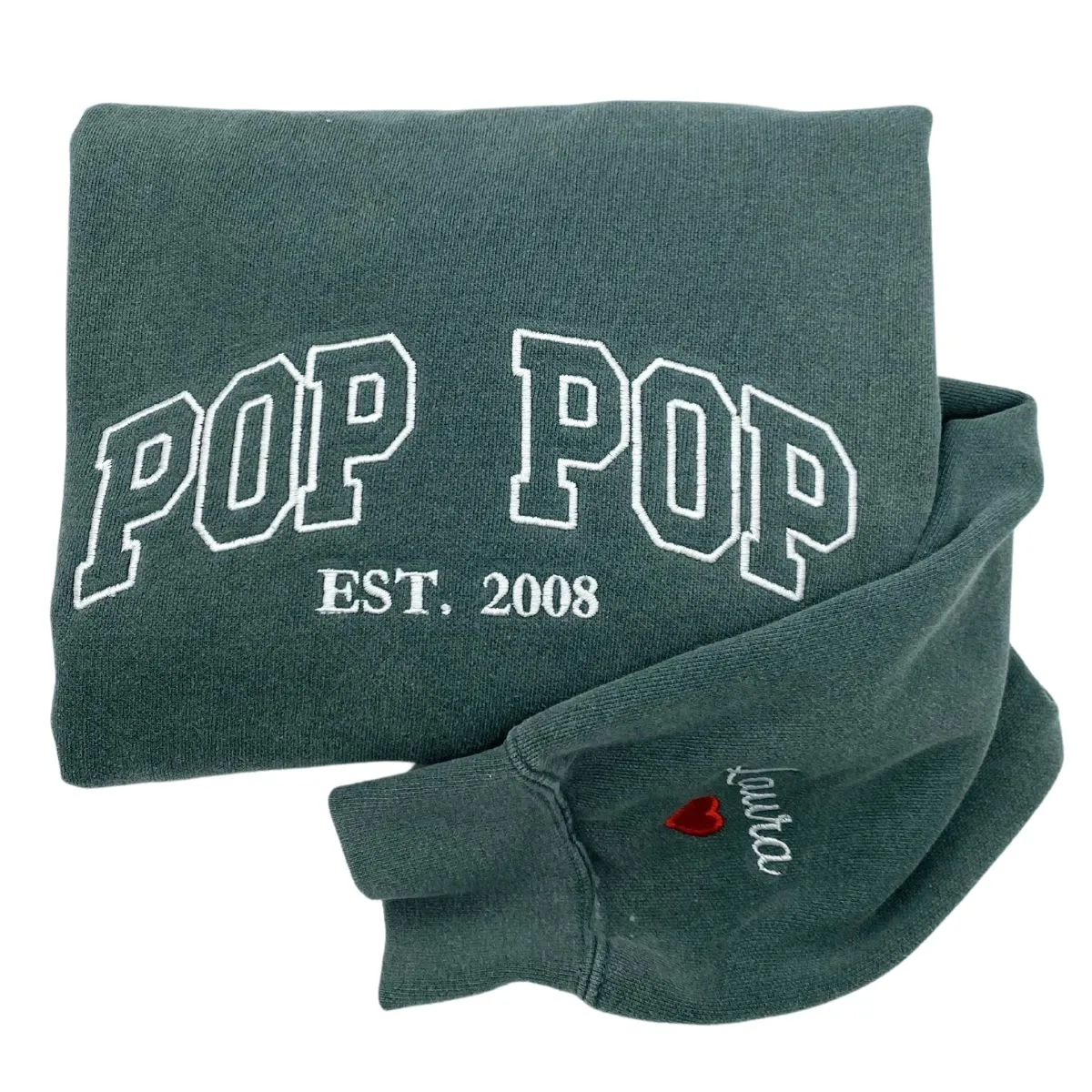 Custom Varsity Letter Sweatshirt Hoodie, Custom Wifey Embroidered Sweatshirt with EST Date, Initial on Sleeve sold by Embroly product image thumbnail 5