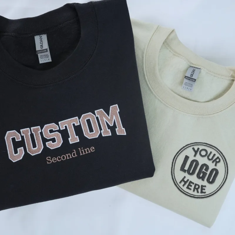 Custom Embroidered Sweatshirt with Your Logo, Any Text or Photo sold by Embroly