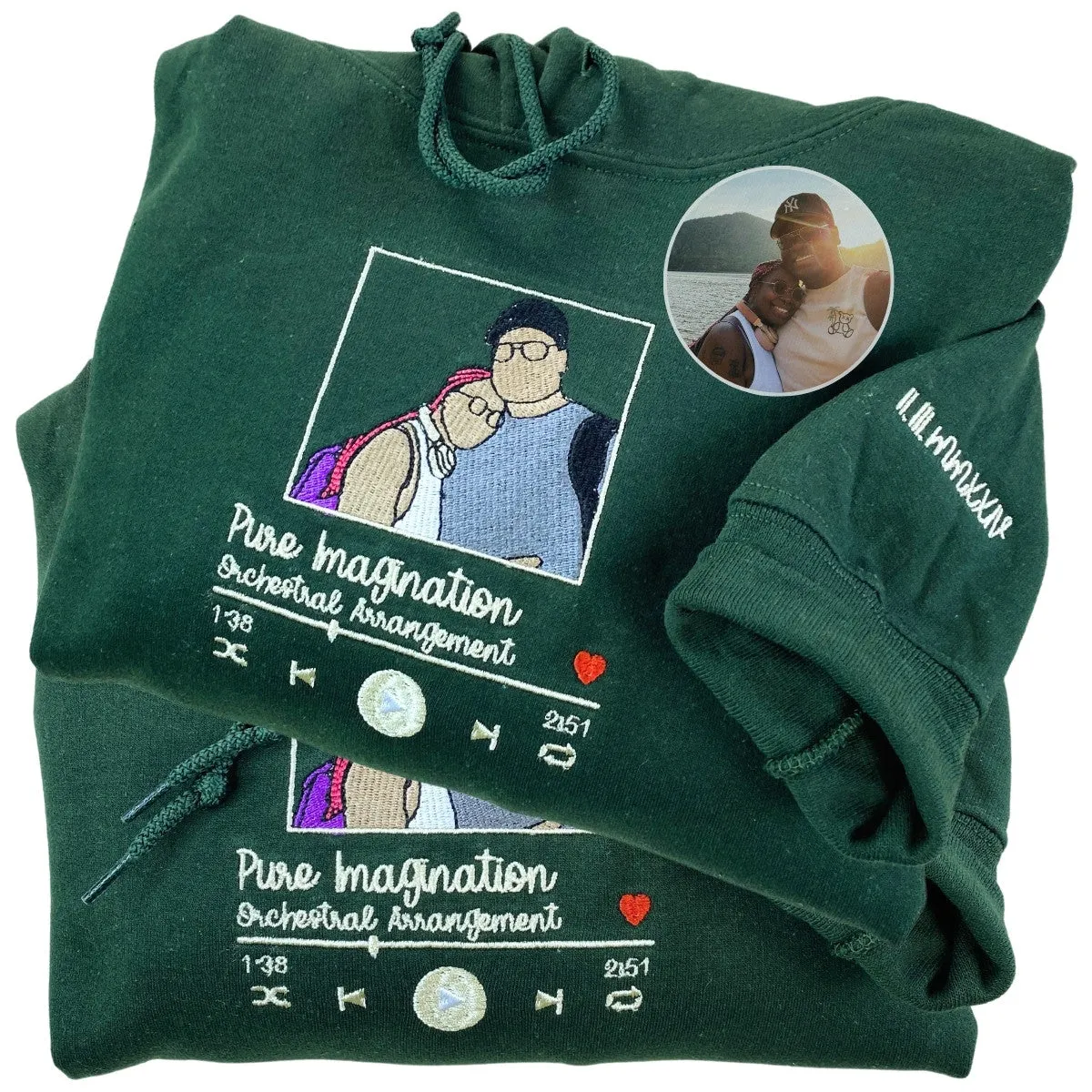Custom Favorite Song with Your Photo Portrait Sweatshirt or Hoodie, Embroidered Gift for Him Her sold by Embroly product image thumbnail 4