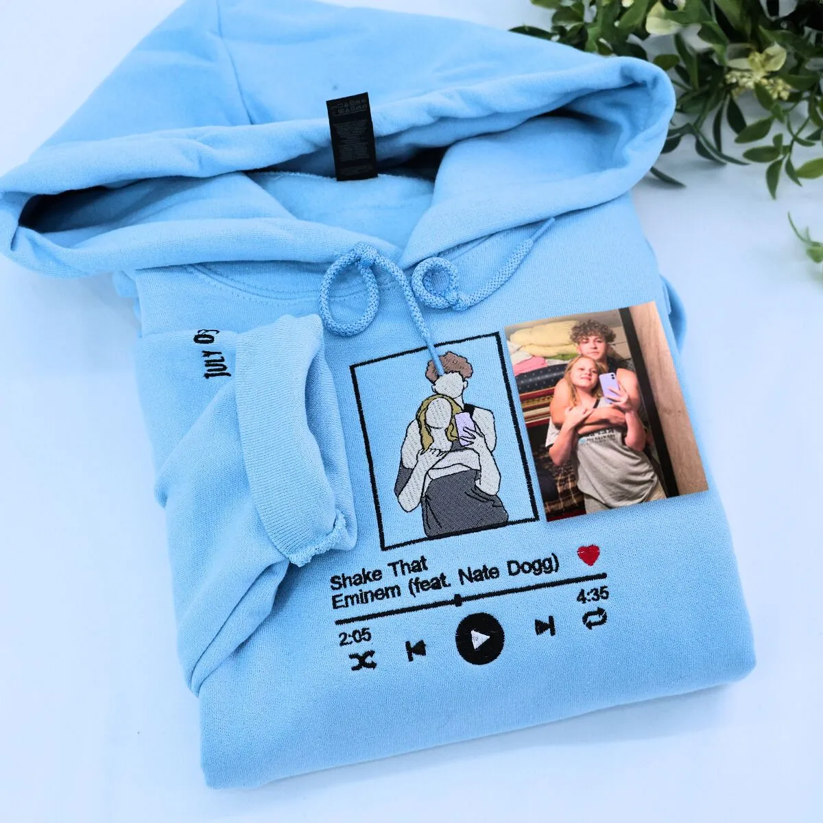 Custom Favorite Song with Your Photo Portrait Sweatshirt or Hoodie, Embroidered Gift for Him Her sold by Embroly