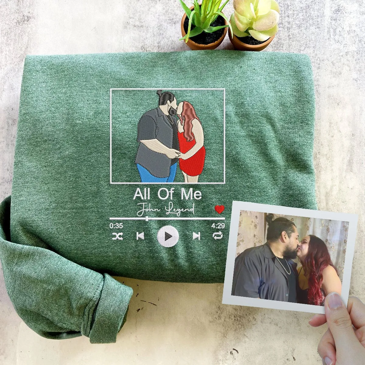 Custom Favorite Song with Your Photo Portrait Sweatshirt or Hoodie, Embroidered Gift for Him Her sold by Embroly product image thumbnail 2