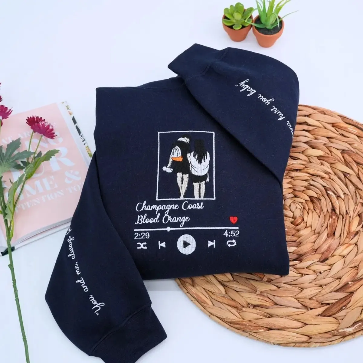 Custom Embroidered Music Lover Hoodie or Sweatshirt, Gift for Boyfriend Girlfriend sold by Embroly product image thumbnail 2