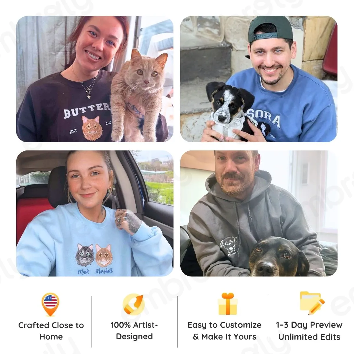 Custom Portrait Dog from Photo Embroidered Sweatshirt, Hoodie sold by Embroly product image thumbnail 3