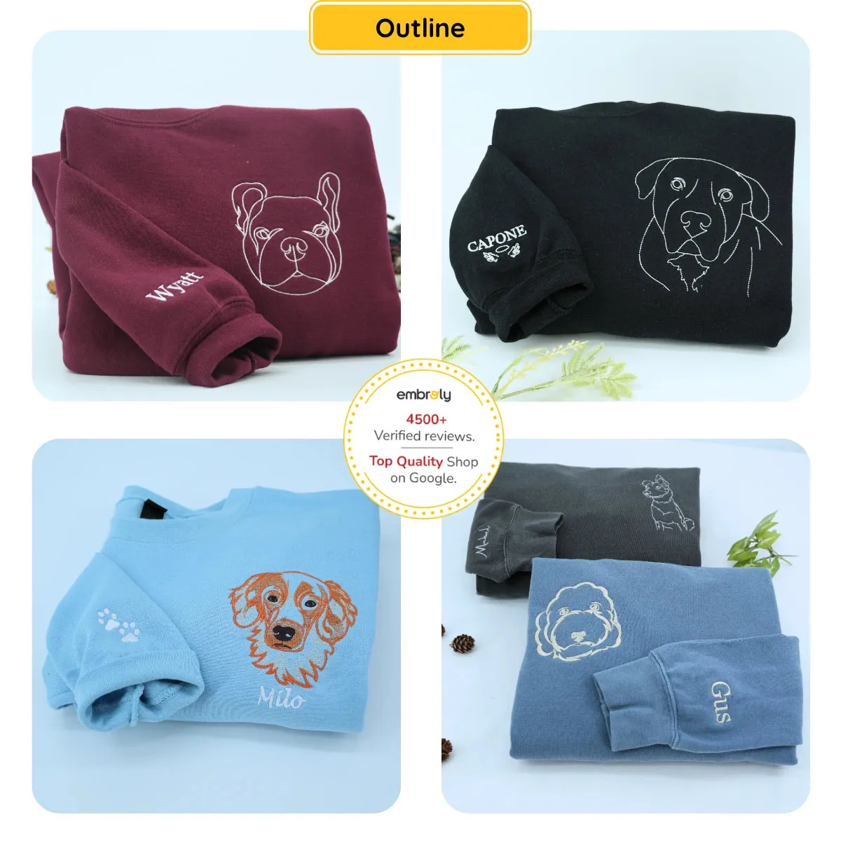 Custom Portrait Dog from Photo Embroidered Sweatshirt, Hoodie sold by Embroly product image thumbnail 5