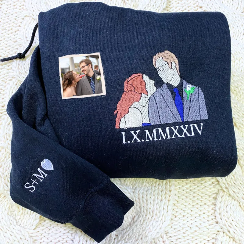 Custom Sweater or Hoodie with Picture, Embroidered Valentine's Day Gifts for Couples sold by Embroly