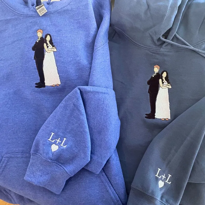 Sweatshirt or Hoodies with Pictures On Them, Custom Embroidered Gift Ideas for Married Couples sold by Embroly