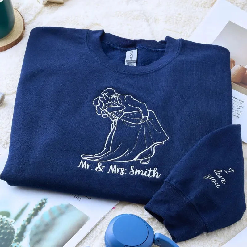 Custom sweatshirt with Picture, Embroidered Photo Portrait Hoodie or Sweatshirt sold by Embroly