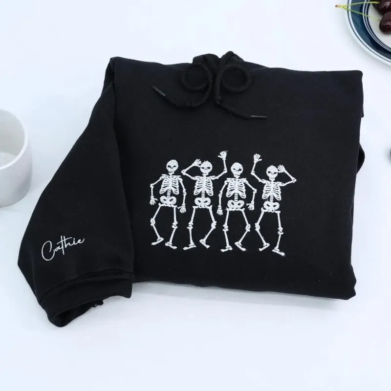 Embroidered Dancing Skeletons Sweatshirt sold by Embroly