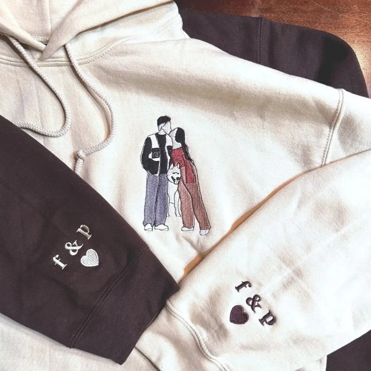 Boyfriend Girlfriend Matching Hoodies or Sweatshirts, Personalized Embroidered Engagement Gifts sold by Embroly