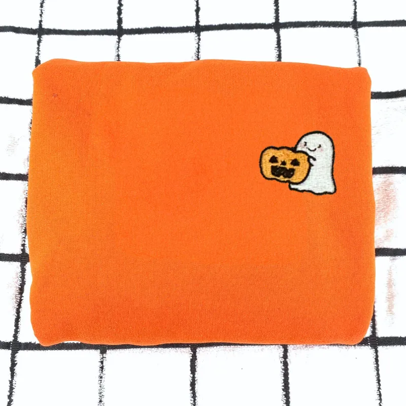 Embroidered Halloween Sweatshirt, Embroidered Ghost Pumpkin Fall Hoodies sold by Embroly