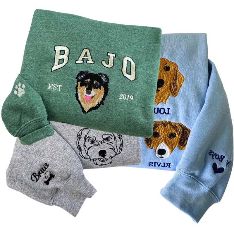 Custom Dog Embroidered Sweatshirt, Hoodie - Gift for Dog Cat Pet Loves made by Embroly