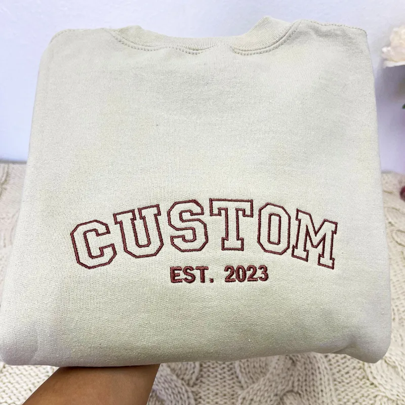 Custom Embroidered Crewneck with Any Text, Logo or Your Photo made by Embroly