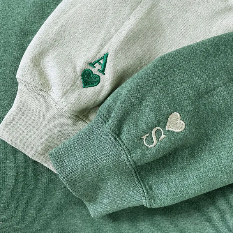 Custom Embroidered Initial Heart Sweatshirt or Hoodie, Personalized Couple Gift, Wedding & Valentine’s Day Gift made by Embroly