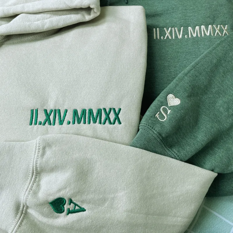 Personalized Roman Numeral Anniversary Sweatshirt or Hoodie, Unique Gift for Anniversary made by Embroly