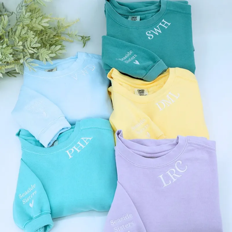 Custom Embroidered Sweatshirt with Neckline Collar Crewneck, Unique Gift for Her made by Embroly