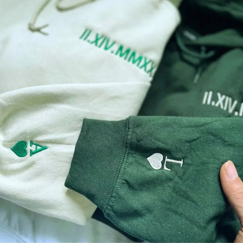 Custom Embroidered Wedding Anniversary Gift for Couple Friends Sweatshirt or Hoodie made by Embroly