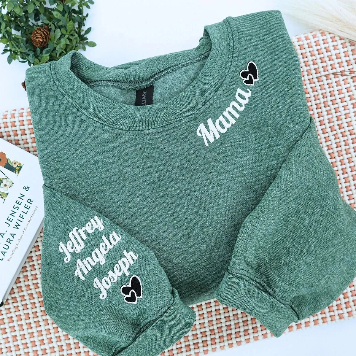 Mama Sweatshirt or Hoodie with Names on Sleeve, Custom Embroidered Gift for Mama sold by Embroly product image thumbnail 4