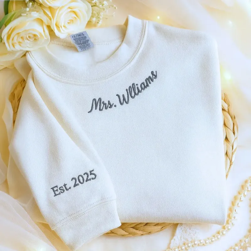 Personalized Engagement Gifts for Bride, Minimalist Gift Ideas with Custom Embroidered Sweatshirt sold by Embroly