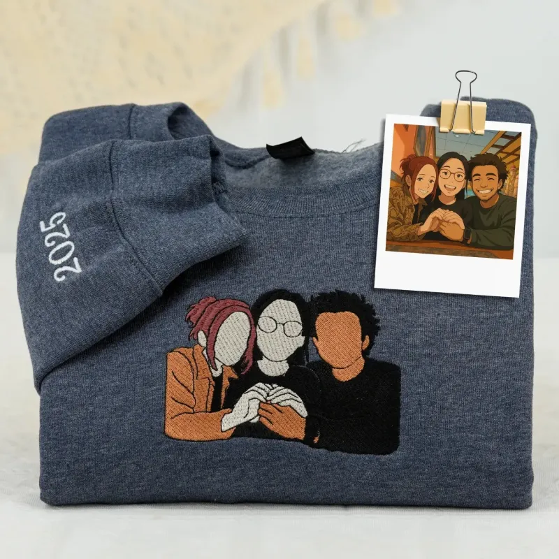 Personalized Best Friend Sweatshirt, Custom Embroidered Portrait Photo Sweatshirt, Hoodie sold by Embroly