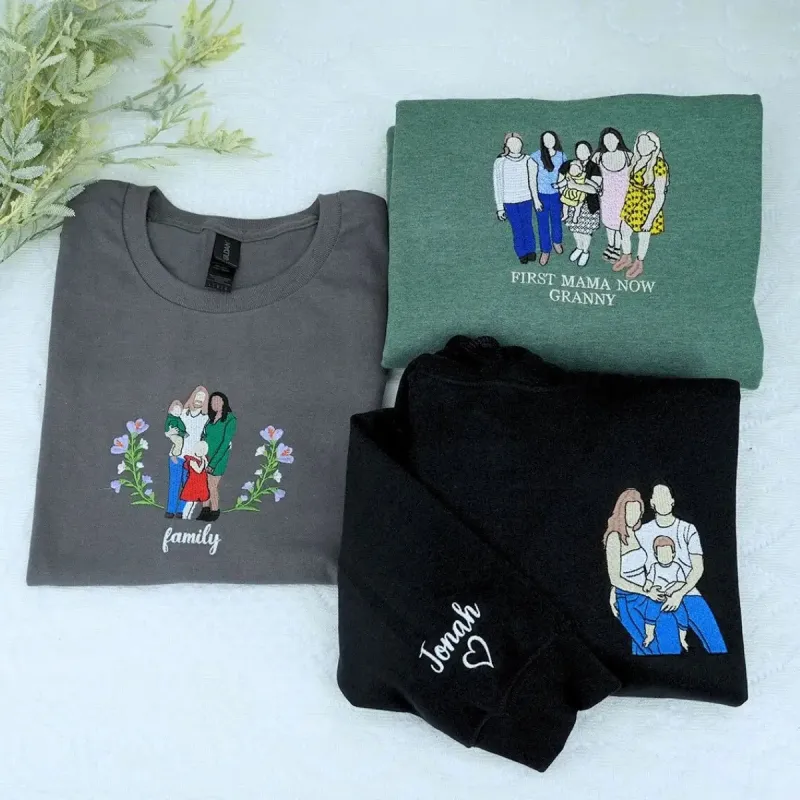 Custom Hoodie with Picture Embroidered Sweatshirt Family Portrait sold by Embroly