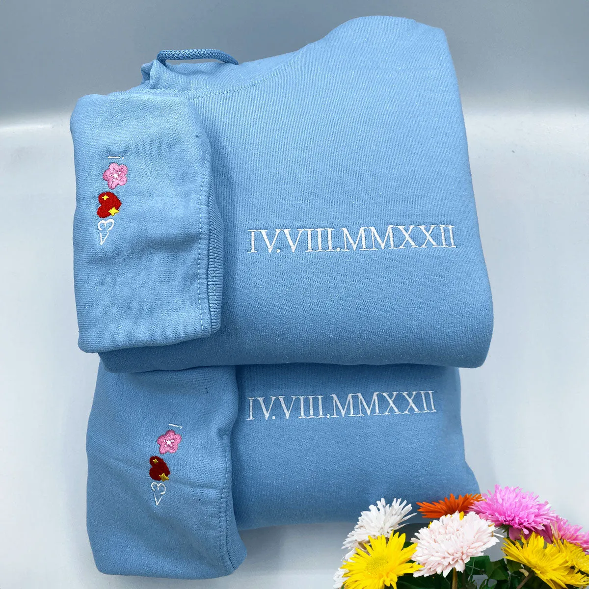 Personalized Date Hoodie Anniversary Year Embroidered Matching Wedding Anniversary Gifts sold by Embroly product image thumbnail 2