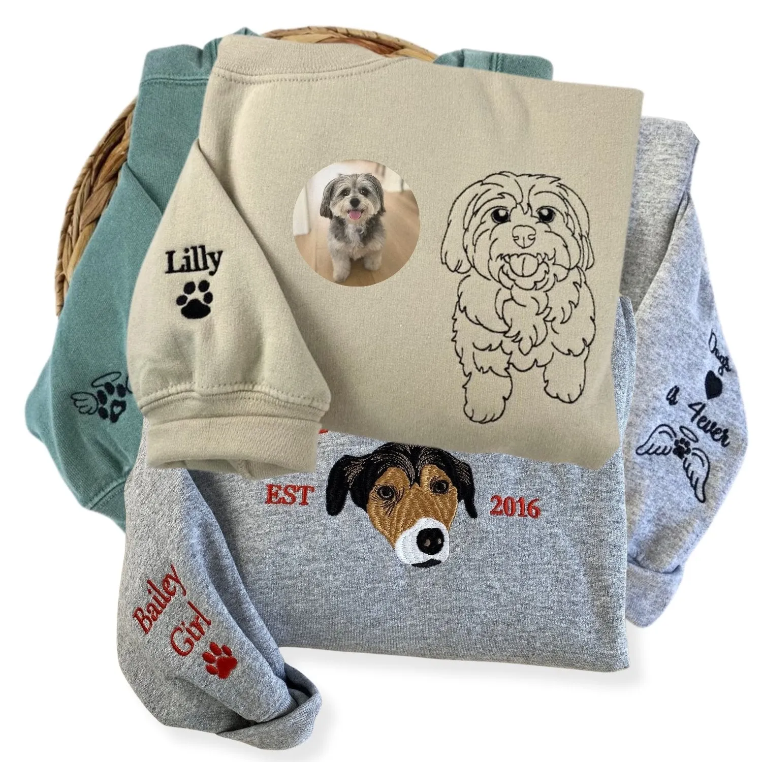 Custom Embroidered Pet Sweatshirt, Hoodie with Photo Portrait - Personalized Pet Gifts sold by Embroly