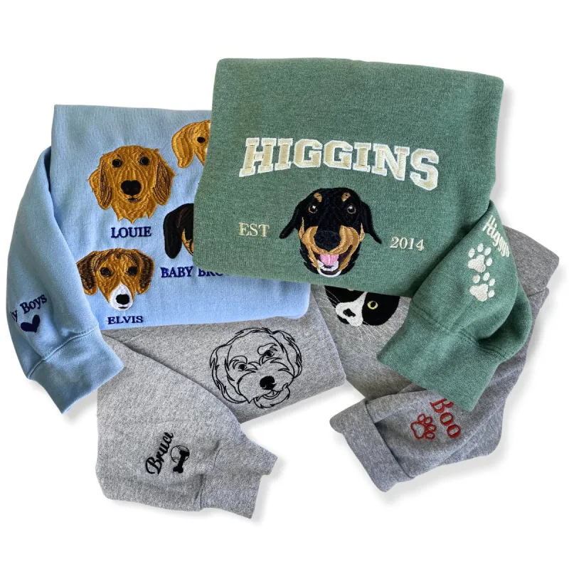 Custom Dog Embroidered Sweatshirt, Hoodie made by Embroly