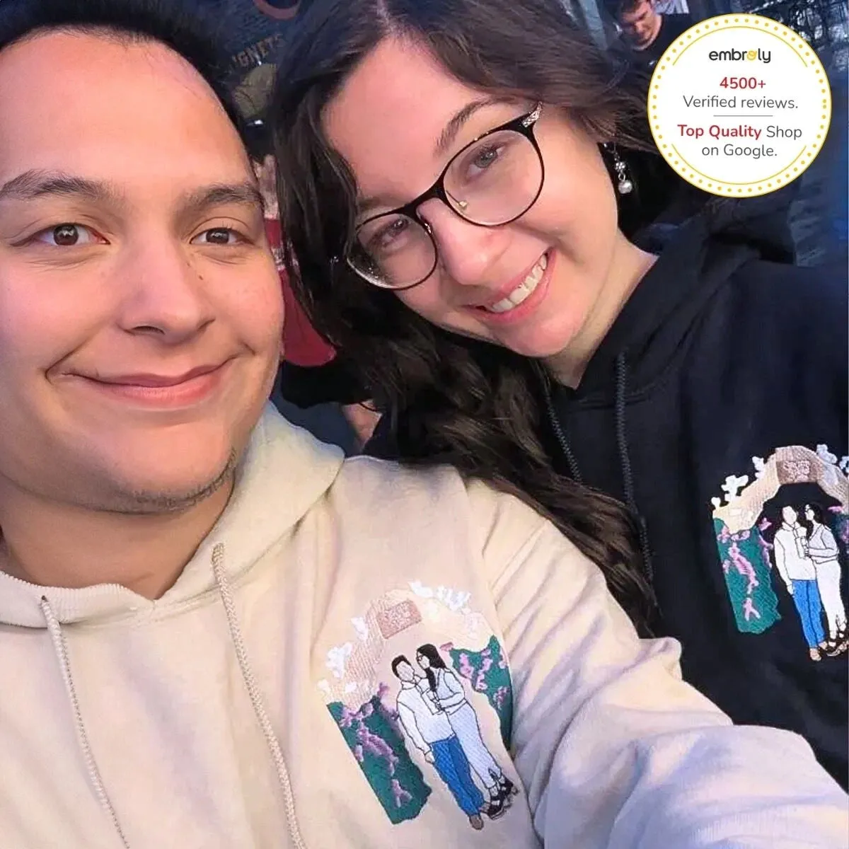 Custom XOXO Sweatshirt or Hoodie with Embroidered Portrait from Photo, Personalized Valentines Gifts for Him Her sold by Embroly product image thumbnail 4