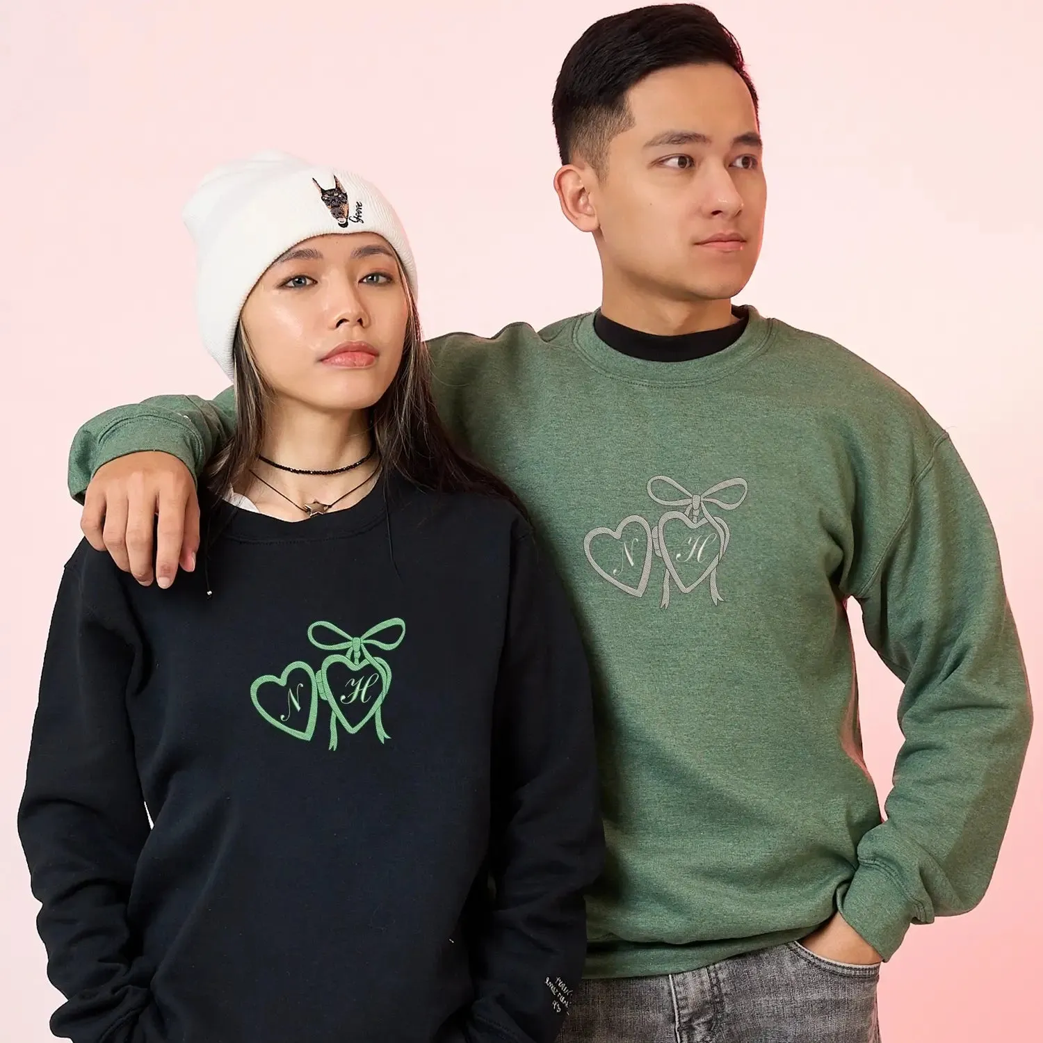 Custom Initials Sweatshirt or Hoodie with Embroidered Portrait Photo on Chest, Custom Anniversary Gift for Her sold by Embroly product image thumbnail 2