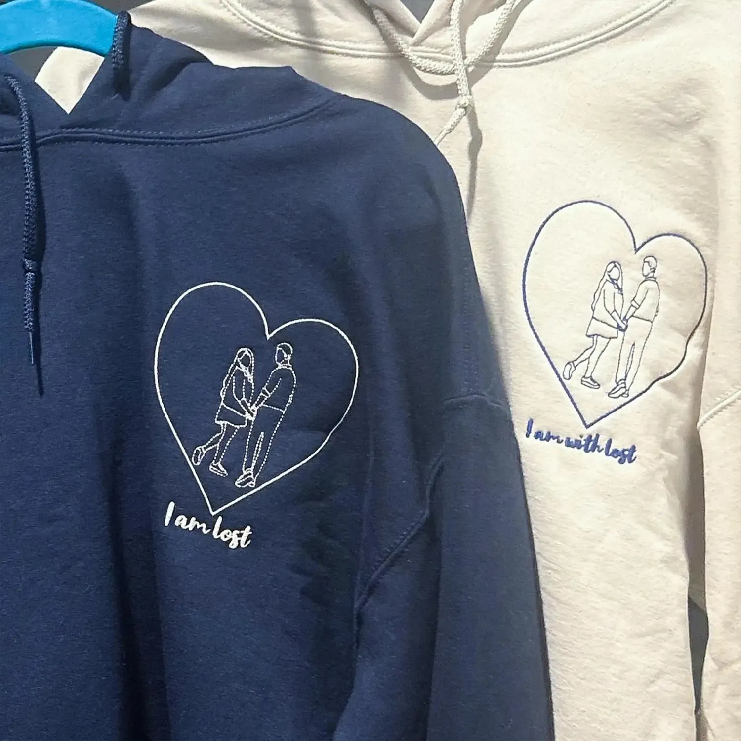 Custom Embroidered Love Portrait from Photo Couple Hoodie or Sweatshirt, Gift for Him Her sold by Embroly product image thumbnail 3