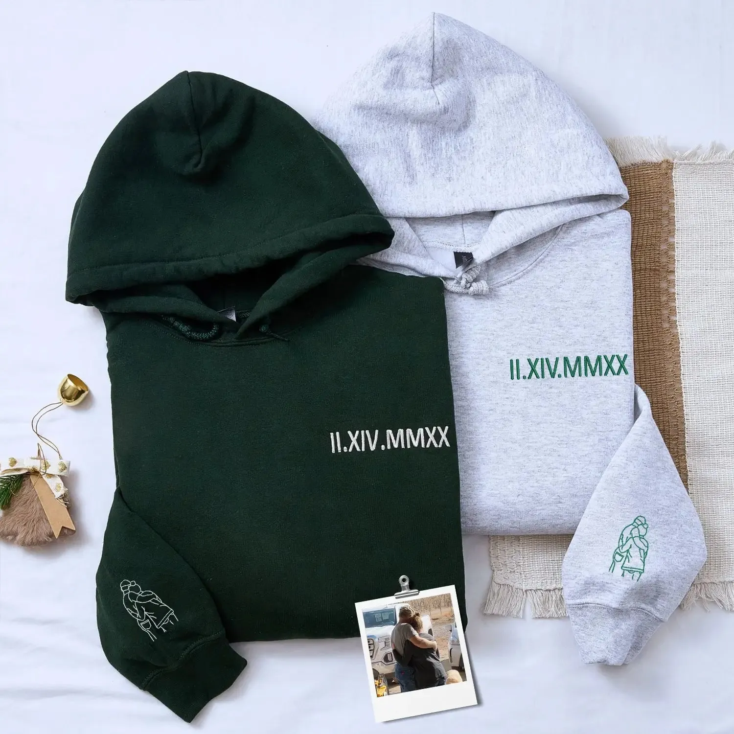 Custom Anniversary Gift for Couple with Embroidered Roman Numeral and Portrait Photo on Sweatshirt or Hoodie sold by Embroly product image thumbnail 5