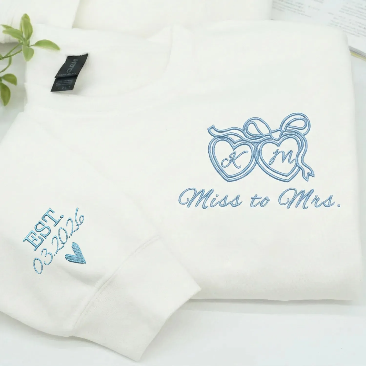 Personalized Bride Embroidered Sweatshirt for Future Mrs. with Custom Last Name & Wedding Date sold by Embroly product image thumbnail 4