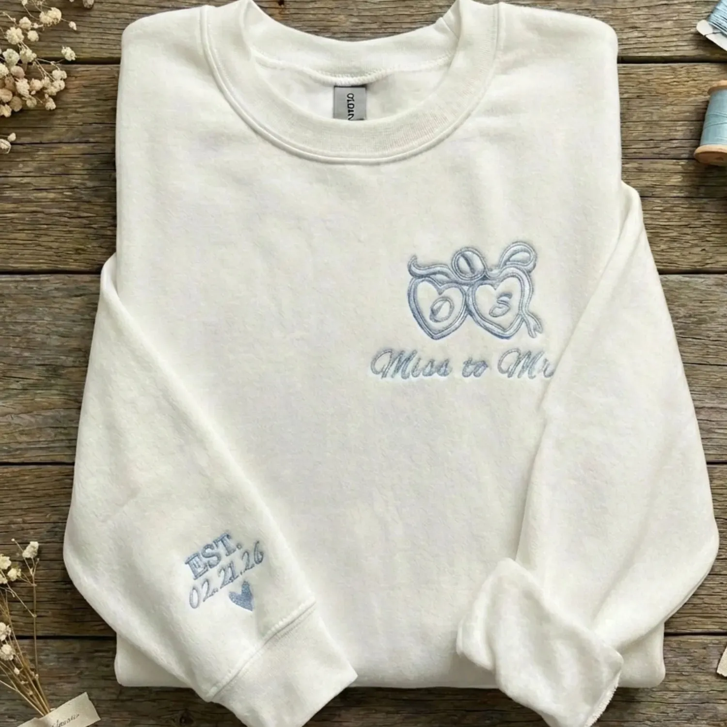Personalized Bride Embroidered Sweatshirt for Future Mrs. with Custom Last Name & Wedding Date sold by Embroly product image thumbnail 3