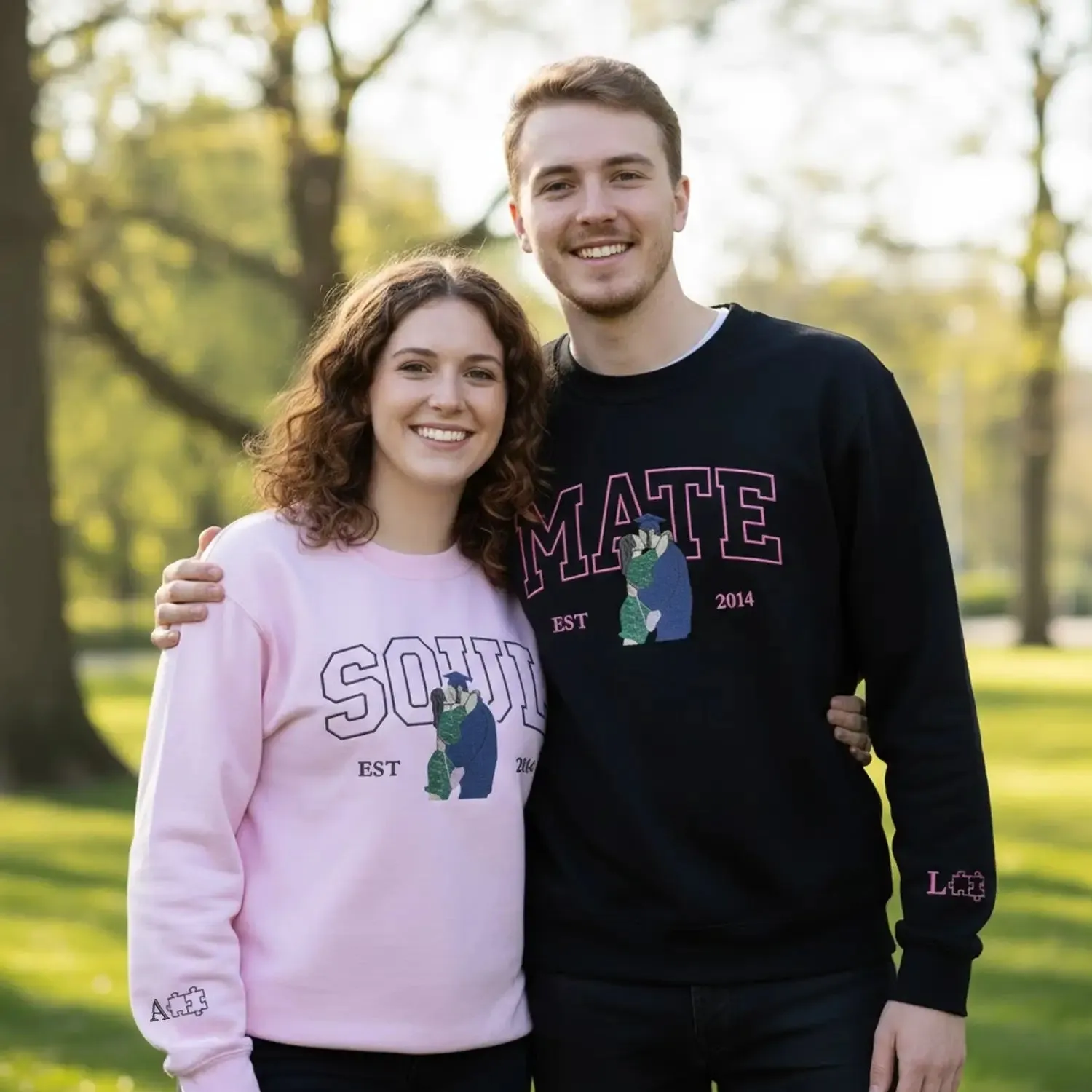 Custom Embroidered Soulmate with Portrait Sweatshirt or Hoodie, Soulmate Gifts for Him Her sold by Embroly product image thumbnail 2