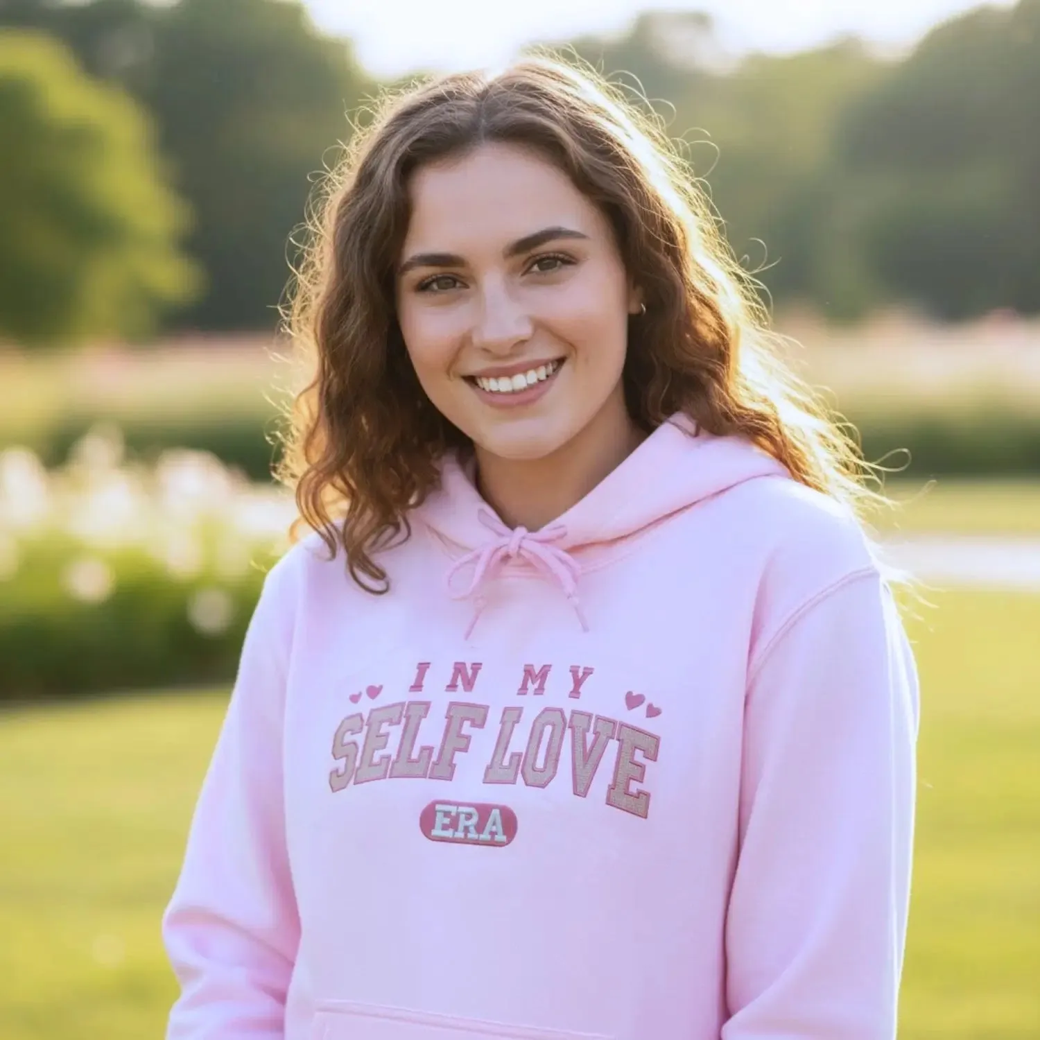 Embroidered Self Love Sweatshirt or Hoodie with Custom Text on Sleeve, Valentine's Day Gifts For Yourself sold by Embroly product image thumbnail 2