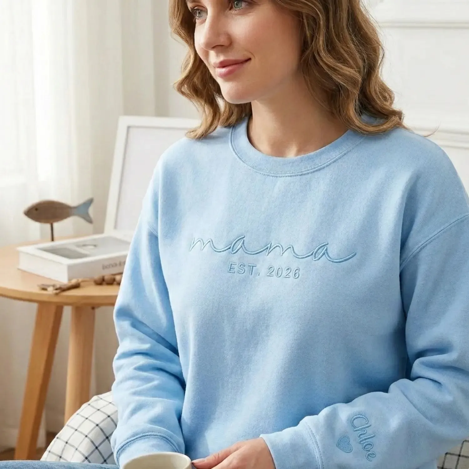 Mother’s Day Gift for Daughter - Custom Mama Embroidered Sweatshirt with Name on Sleeve sold by Embroly product image thumbnail 5