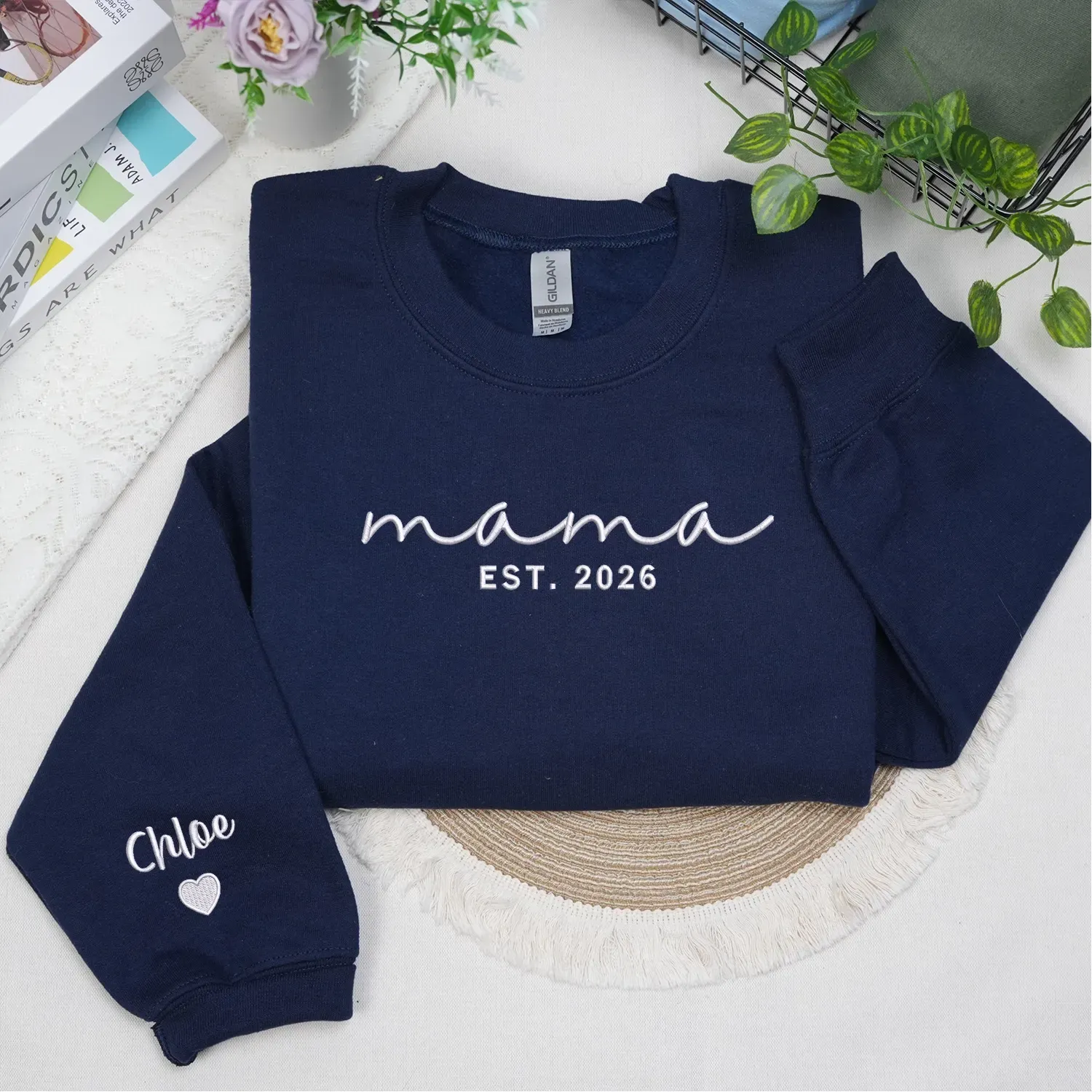 Mother’s Day Gift for Daughter - Custom Mama Embroidered Sweatshirt with Name on Sleeve sold by Embroly product image thumbnail 4
