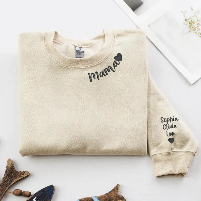 Personalized Mama Sweatshirt – Custom Gift for Wife - Mother’s Day, Birthday, Christmas made by Embroly