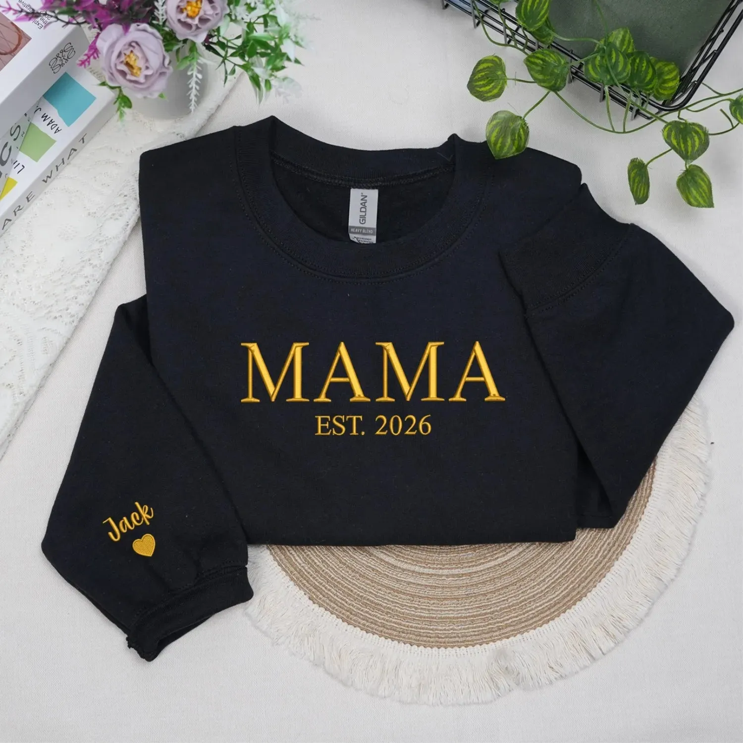 Custom Mama Embroidered Sweatshirt for Bestfriend, New Mom or Mother's Day Birthday Gift sold by Embroly product image thumbnail 5
