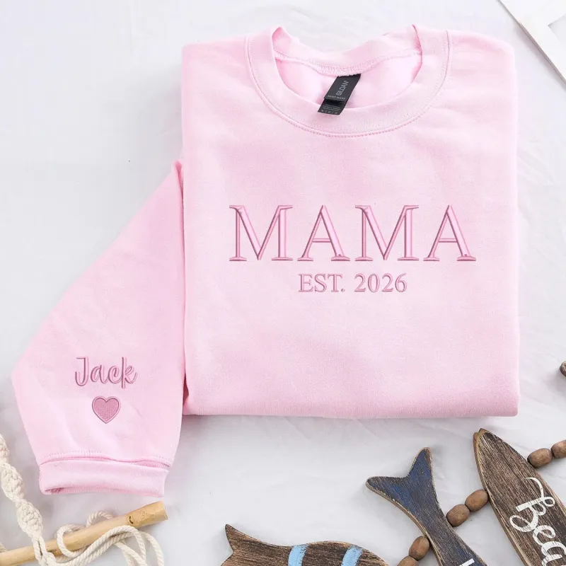 Custom Mama Embroidered Sweatshirt for Bestfriend, New Mom or Mother's Day Birthday Gift made by Embroly