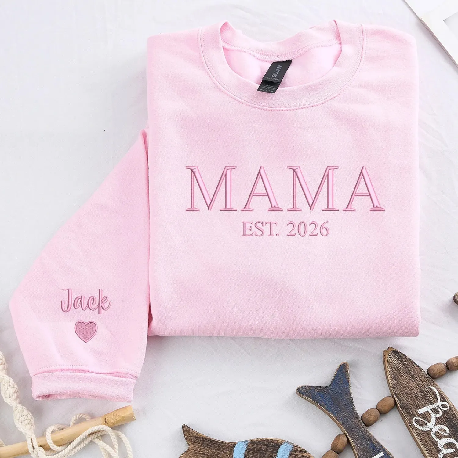 Custom Mama Embroidered Sweatshirt for Granddaughter, New Mom or Mother's Day Birthday Gift sold by Embroly
