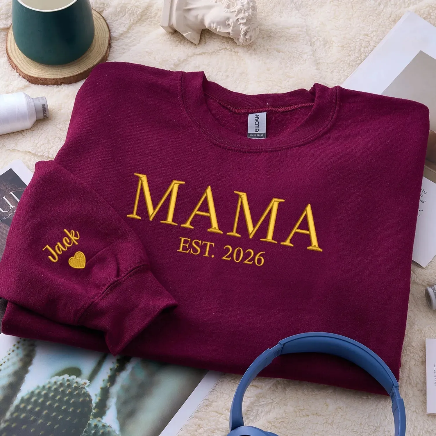 Custom Mama Embroidered Sweatshirt for Sister, New Mom or Mother's Day Birthday Gift sold by Embroly product image thumbnail 2